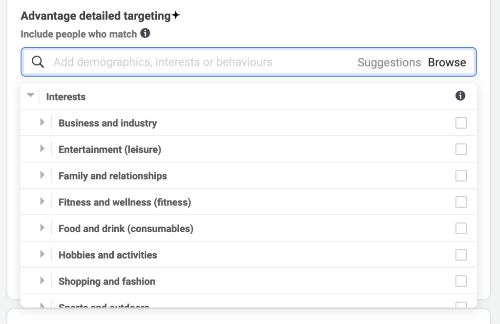 Target users based on their interests, hobbies, and activities